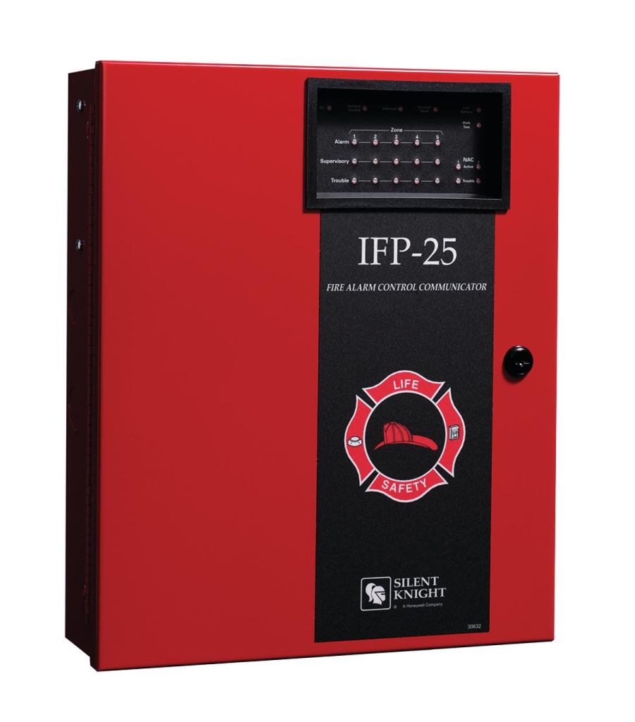 The IFP-25 from Silent Knight by Honeywell has a 25-point fire alarm with addressable technology. Suitable for applications where a two- to five-zone conventional fire alarm system would have been installed otherwise, it features pin-point dentification of trouble locations and false-alarm prevention via detector drift compensation and automatic maintenance alerts. The system features code-wheel-addressed detectors, JumpStart programming, and a built-in programming browser that doesnt require custom software. It also supports combinations of addressable HFS detectors and modules, and runs on a single loop of standard wire rather than a shielded or twisted pair. farenhyt.com