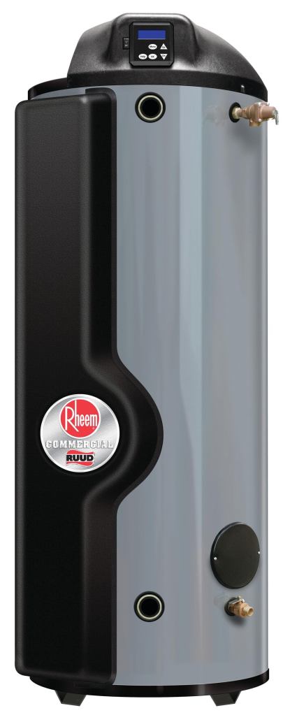 The new Rheem-Ruud Spiderfire line of condensing commercial water heaters offers a wide range of BTU inputs, all with thermal efficiencies of 92% to 95%. The most powerful unit has an input of 350,000 BTUs per hour and can deliver 460 gallons of water per hour at a 100-degree rise. Lower-input models (130,000, 160,000, 199,000, 250,000, and 300,000 BTUs per hour) are also available. All come with a 100-gallon storage tank and can operate on natural gas or liquid propane and can be installed as a single-pipe, power-vented product, or as a two-pipe, power-direct-vented product. The unit can be vented through standard PVC or CPVC tubing, rather than more expensive, large-diameter metal B-vent. rheem.com