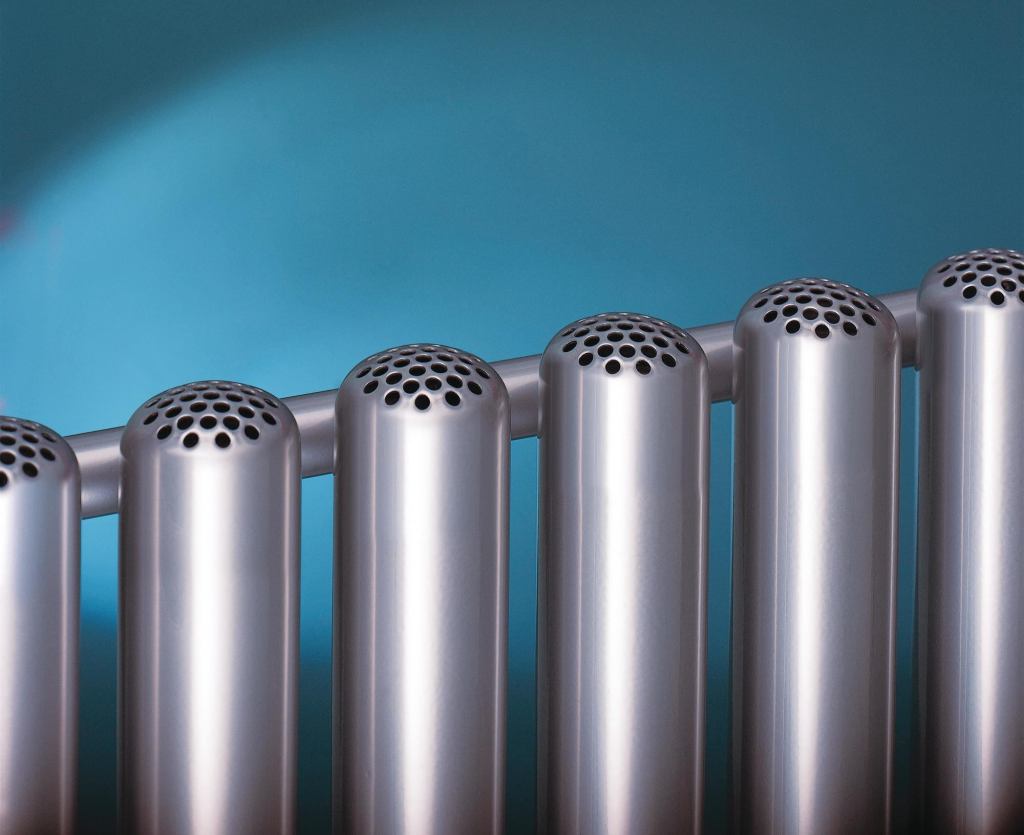 The Bisque Collection from Runtal North America consists of five models: Hot Spring, Flow Form, Seta, Quadrato, and Hot Hoop. Each is part of a closed-loop hot water heating system and is suitable for residential and commercial applications. Hot Spring comes in two versions and features tight coils, and Flow Form has industrial heating elements and comes in three sizes. With pepper shaker rounded tops, Seta has a stylish design. The collection has two towel heaters: Quadrato has a square shape and Hot Hoop is round. Depending on the model chosen, finishes include chrome, white, metallica, matt black, argenta, and mirrored stainless steel. Valves are included for each model. runtalnorthamerica.com