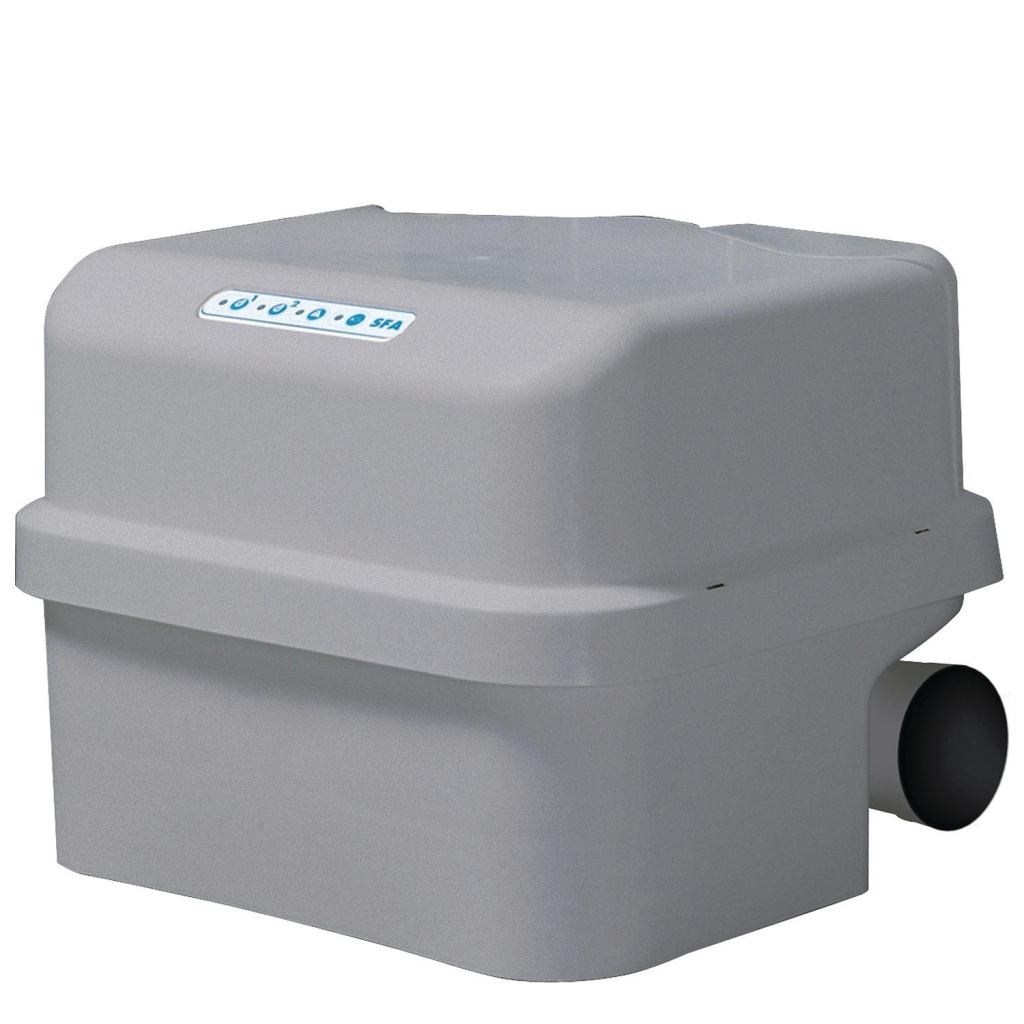 The Sanicubic Classic lifting station from SFA Saniflo can accommodate multiple fixtures in a house or small commercial structure. The grinder system handles 25 gallons of effluent per minute per 36' drainage run. Measuring 23-3/4" wide by 19-1/4" deep by 16-1/2" tall, the unit consists of two 1-horsepower motors housed in a plastic enclosure. Each independent grinder has a rotating cutting blade to handle solids from toilets, tubs and showers, sinks, washing machines, and dishwashers. Suitable applications include converting a commercial building into a residential space and commercial projects with multiple plumbing fixtures. saniflo.com