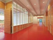 An alternative to traditional aluminum hollow metal frames for fire-rated applications, the Fireframes Aluminum Series from Technical Glass Products features custom extrusions and frames can be factory finished to match almost any color scheme. The system combines aluminum frames and doors with Pilkington Pyrostop glass to form a barrier against radiant and conductive heat transfer, allowing wide areas of glazing in fire separations. The system carries a 60-minute fire rating as a wall assembly and may offer 20-, 45-, or 60-minute ratings for doors. It also helps maintain clear lines of sight throughout interior spaces, permitting natural light to reach far into a building. fireglass.com