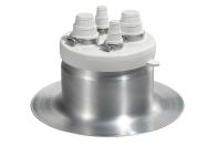 Each QuadFlash boot from OMG Roofing Products accommodates up to four rooftop pipe penetrations ranging from 3/8" to 2" in diameter. The QuadFlash uses flexible EPDM rubber caps that move with building vibrations or shifting pipes, as opposed to rigid pitch pockets that can crack under similar strain. The spun aluminum base features dual Lok and Grip beads around the collar for a secure hold on the cap. • olyfast.com