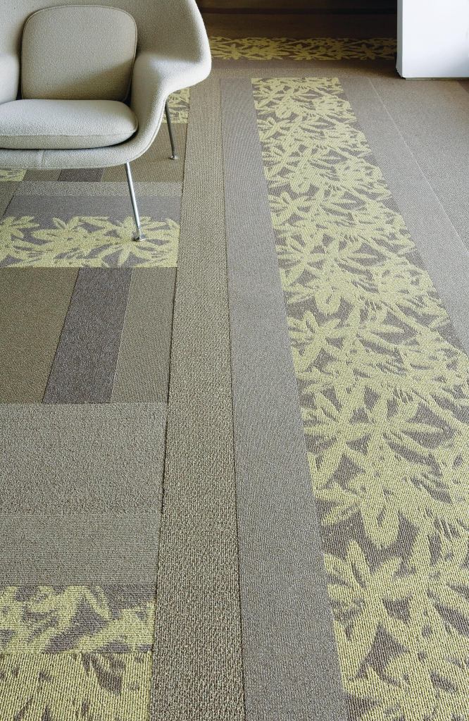 An addition to Tandus’ Manufactured Landscapes collection, the Landscape Patterns line offers a choice of three designs and two formats, 24" modular tiles or low-VOC Powerbond VCTT (variable cushion tufted textile) carpets. The Squiggle Ray, Blade Curve, and Hybrid patterns are made of 100% recyclable, close-loop Antron face fiber, which includes 95% solution-dyed Lumena. Custom logos can be incorporated into any of the 12 Manufactured Landscapes colorways.
tandus.com