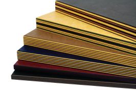 The multicolored surfaces of Richlite Co.s Cascade Range blend natural and design elements to create a surface with a solid-color top and two- or three-tone edges. Six color schemes are available: Rainier, Shasta, Adams, Hood, Little Tahoma, and Baker. Standard surface thickness is 3/4", 1", and 1-1/4", with custom thicknesses up to 3". The material is both FSC and Greenguard certified. ¢ richlite.com
