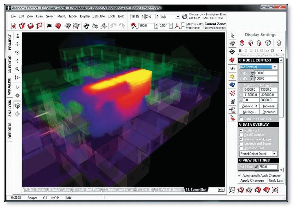 Simulating and analyzing the daylighting aspects of a buildings design are just two of Ecotect's capabilities.