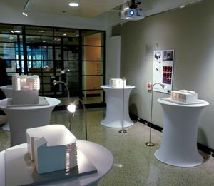 Students enrolled in MIT's Daylighting class displayed their work in an end-of-semester exhibit at the School of Architecture + Planning's Wolk Gallery. Each of the five student teams documented its daylighting proposals for the Consulate of Switzerland's office in Cambridge, Mass., using presentation boards, models, and audio recordings.