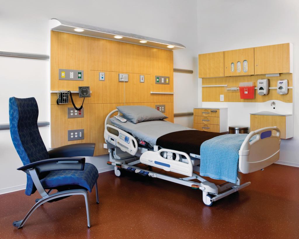 The Compass System, a collaboration between Herman Miller Healthcare and Continuum, is a modular furniture collection designed for healthcare applications. It can be assembled, disassembled, and reconfigured without room demolition or care interruption. Sinks are designed to reduce splashing (and thereby the possibility of infection) and seamless surfaces minimize potential for contamination. Pieces are raised off the floor for great cleanability. The collection contains 58% recycled content. hermanmiller.com/compass