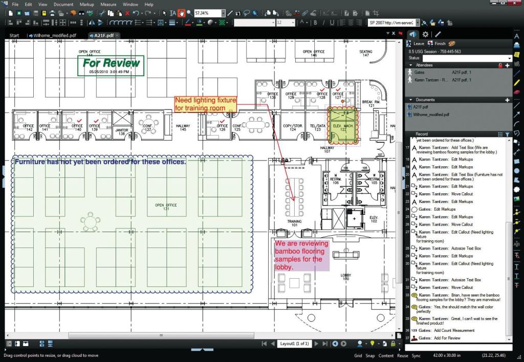Bluebeam Software has upgraded its PDF Revu 8.5 software to help architecture firms go paperless, allowing users to review and share PDF drawings, create field reports, respond to RFIs, and complete punchlists electronically. Now, it enables online collaboration via its new Studio functionality, which lets architects upload PDFs and then collaborate with project partners anywhere in the world. They can use Bluebeams redlining tools such as clouds, callouts, CAD symbols, and measurements to post markups to the same PDF while using a chat feature. Every chat message is tracked in the record. bluebeam.com