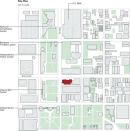 The site plan shows the museum's prominent position in red and its proximity to other major landmarks on Independence Mall.