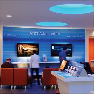Flexibility was key in the prototype strategy for AT&T's “experience stores.” A core group of fixtures—compact and linear fluorescent, LED, and metal halide—provide a variety of light while still meeting the variables energy code requirements throughout the U.S.