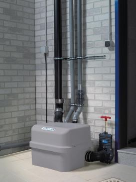 The Sanicubic Classic is a grinder system that reduces solids in the wastewater system.