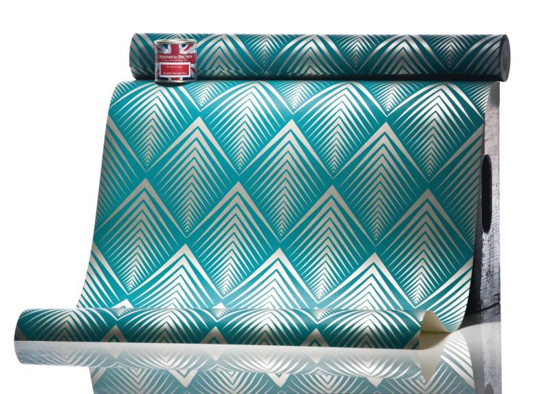 The Elixir wallpaper collection from Graham & Brown incorporates hand-drawn and geometric patterns in metallic, gloss, and matte finishes. Rolls are 20.5" wide and 32.8' long. The wallpaper line also complements the company's new paint collection, Colours That Made Britain Great, inspired by British icons and popular culture. Thirty matte finish colors are available. The water-based paint is low in VOCs and dries within two hours. ¥ grahambrown.com