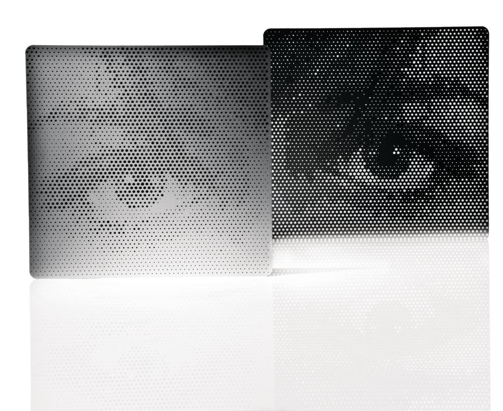 Pixels from USG Corp. turns artwork, photographs, or logos into perforated-metal ceiling or wall panels. Panel sizes range from 2' by 2' to 2' by 6', and larger images can be spanned across several panels.  When used with USGs Acoustibond backer, the system provides up to a .70 noise-reduction coefficient. ¢ usg.com