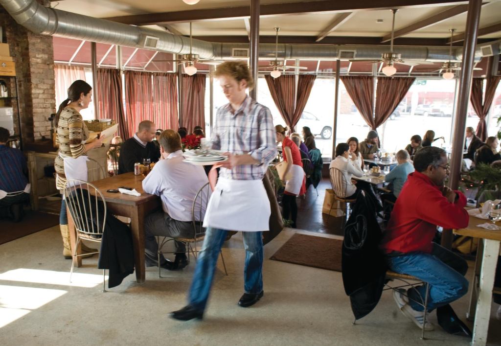 A bustling cafe in the vibrant East Nashville community.