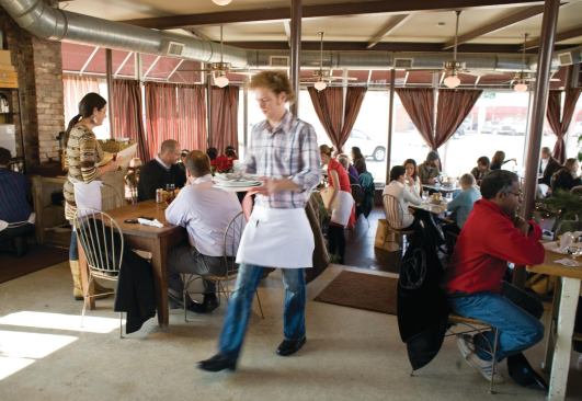 A bustling cafe in the vibrant East Nashville community.