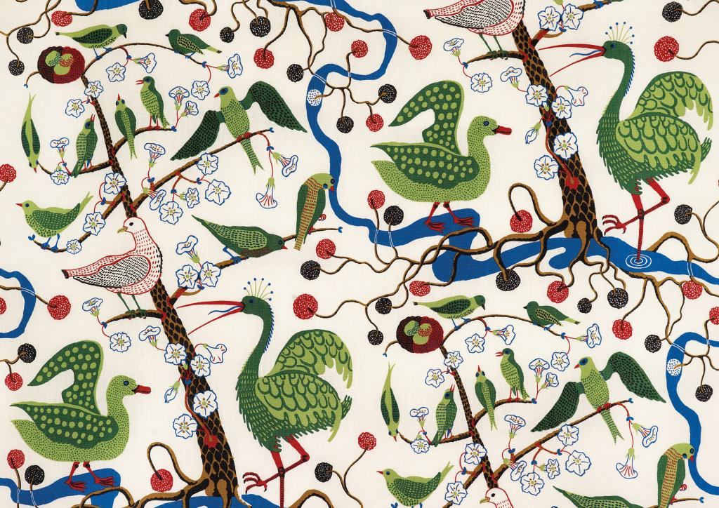 Green Birds, linen, designed 1943–1944 by Josef Frank
