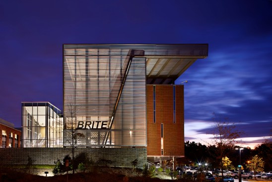 North elevation - perforated metal canopy