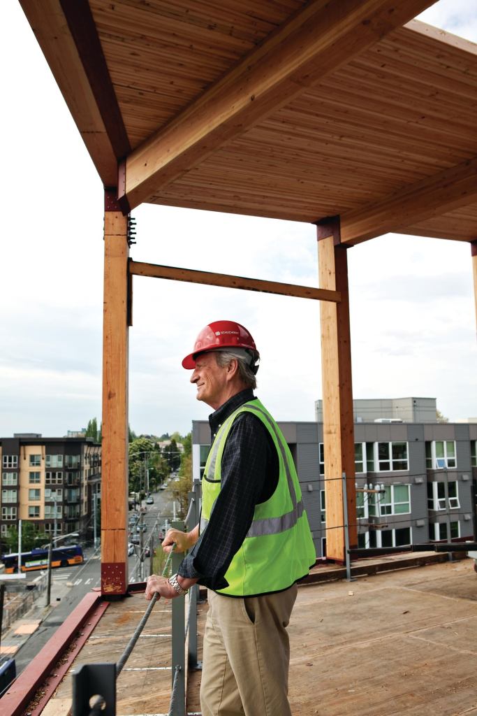 Denis Hayes, photographed on the upper level of the under-construction Bullitt Center in downtown Seattle.