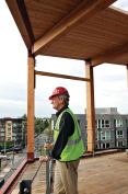 Denis Hayes, photographed on the upper level of the under-construction Bullitt Center in downtown Seattle.