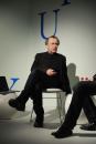 Vito Acconci speaking at a Design Pioneer Talk at Design Miami, where he was named designer of the year.