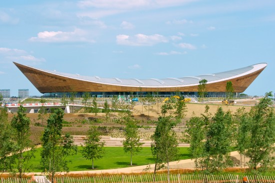 Exterior view of the Velodrome at the Olympic Park.