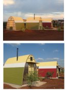 A coat of paint enlivens the units' corrugated metal walls.