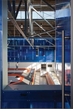 View out through pivot door.