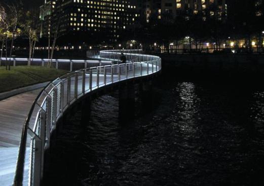 The LED Handrail System at the Per C waterfront park in Hoboken, N.J.