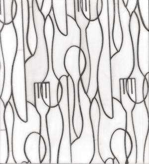 Erin Adams Forks Knives Spoons shown in Moonstone for New Ravenna Mosaics.
