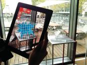 Using a mobile device’s camera feature, Urbasee Project superimposes virtual models—in this case, HWKN’s Wendy—onto the camera image.