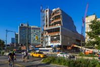 View of the new Whitney Museum building from the Hudson River Greenway in New York's Meatpacking District.