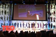 New York City Department of Transportation commissioner Janette Sadik-Khan speaks at the TEDCity2.0 conference at the TimesCenter.