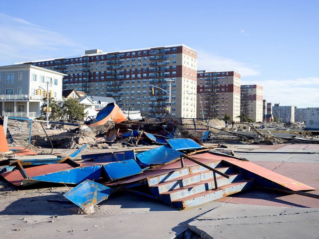 Devastation at Rockaway Beach in New York following Hurricane Sandy, which hit the East Coast in October 2012.