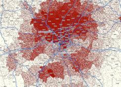 The red dots on the map indicate game tickets sold in 2012.