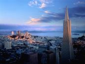 The Transamerica Pyramid in the San Francisco skyline.