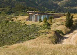 The home was built into a ridge overlooking the ocean.