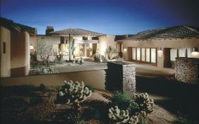 Covered entry courtyards protect the residents of DesertHills from the hot Arizona sun.