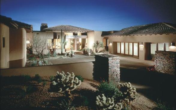Covered entry courtyards protect the residents of DesertHills from the hot Arizona sun.