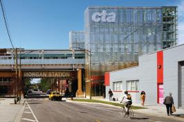 A+new+glass-and-steel+transit+station+by+Ross+Barney+Architects+returns+the+%e2%80%98L%e2%80%99+to+a+Chicago+neighborhood+transitioning+from+skid+row+to+lofts+and+the+good+life.