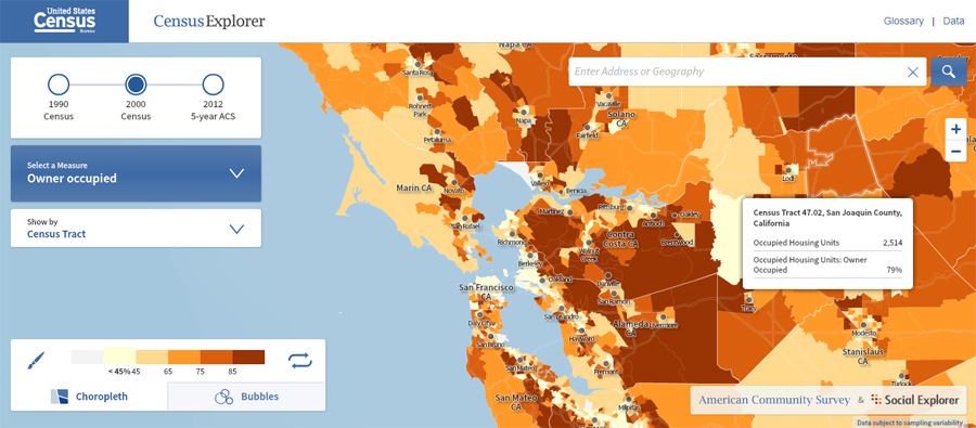 Screenshot from new interactive map, Census Explorer.