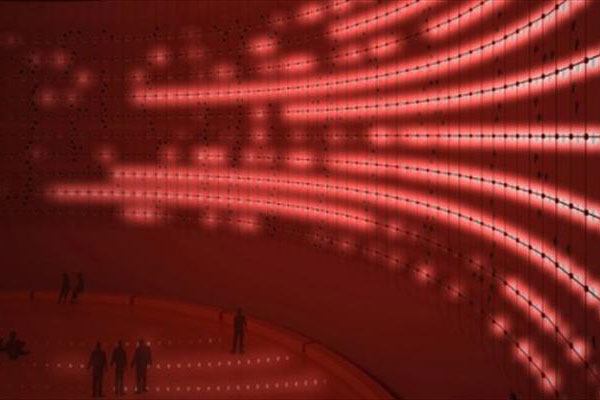 Kruunuvuori light art installation, an adaptive reuse of an existing oil silo.