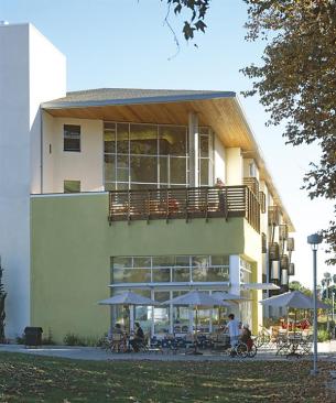 Luring non-residents to the site are a corner market and cafe, which Coons designed to engage the rest of the campus.