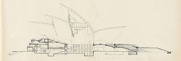 Longitudinal section through major hall.