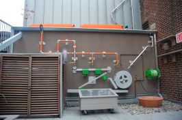 Horizontal HOGs capture rainwater and feed it into the water play wall