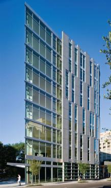 Shalom Baranes Associates covered the 22 West condo building in a durable zinc cladding that has a naturally warm patina and inherent green properties. The firm specified a module installation that produces very little waste