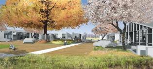 The neighborhood is based on the socially rich Dutch living street, where shared streets are designed as multipurpose spaces that include parking, playgrounds, gathering places, and landscape systems.