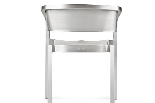 French designer Jean Nouvel cited a “philosophy of nothingness” as the drive behind this streamlined and lightweight version of Emeco’s 1006 Navy Chair, first released in 1944. SoSo is made of 80% recycled, hand-brushed aluminum. It measures 21” wide by 16“ deep by 31” high, and weighs 8 pounds. emeco.net
