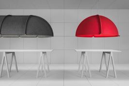 Sometimes inspiration strikes very close to home or, in this case, to the conference room. When Swedish design firm Form Us With Love moved into an open-plan studio with high ceilings, they realized that they would need sound dampening around the conference table. Thus, Hood was born. The LED luminaire acts as both a sound absorber and a lighting source. The 635mm-tall modular fixture ranges in lengths from 1,200mm to 3,000mm; it can be manufactured in larger sizes as needed. formuswithlove.se