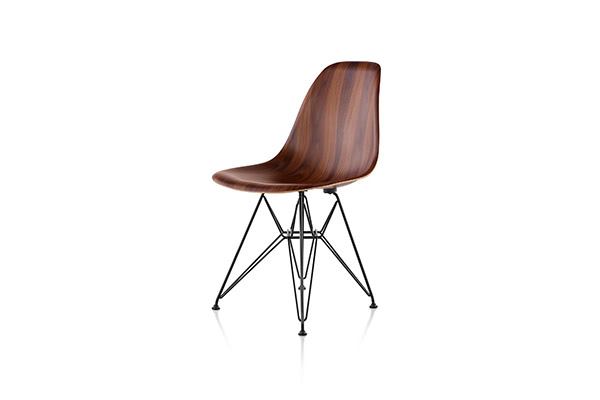 When Charles and Ray Eames introduced the Eames molded plastic side chair in the mid-20th century, plastic was the only viable choice for mass production due to the complexity of the chair’s curves. Three-dimensional technology that gives wood veneer more flexibility has allowed Herman Miller to re-release the chair in molded wood. The chair comes in santos palisander, white ash, and walnut. Dowel- and four-leg base options are available. hermanmiller.com