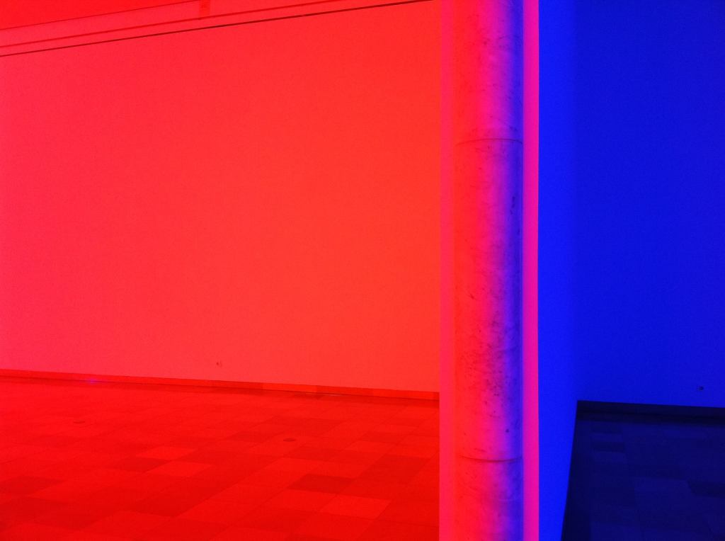 A view of Dan Flavin’s Untitled (for Professor Klaus Gallwitz), 1993, as seen in the Peichl Annex, Garden Halls, Städel Museum, Frankfurt am Main, Germany, April 2012.